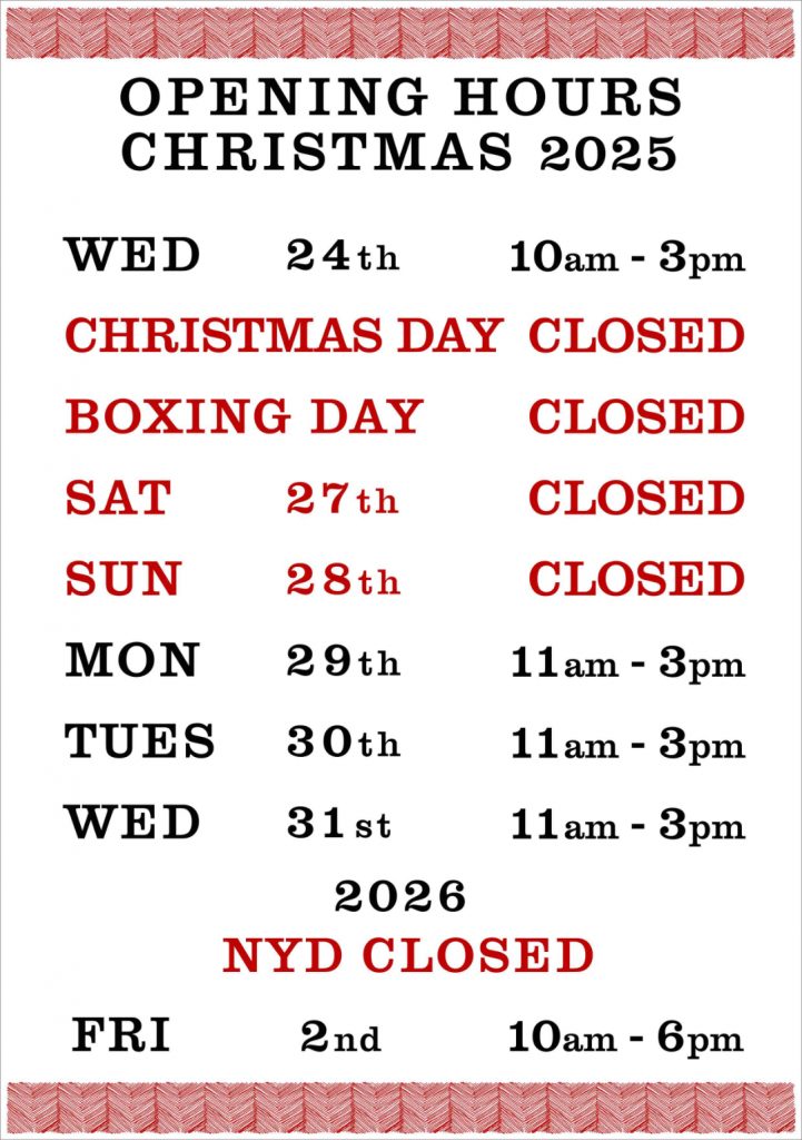 Christmas Opening Hours 2025